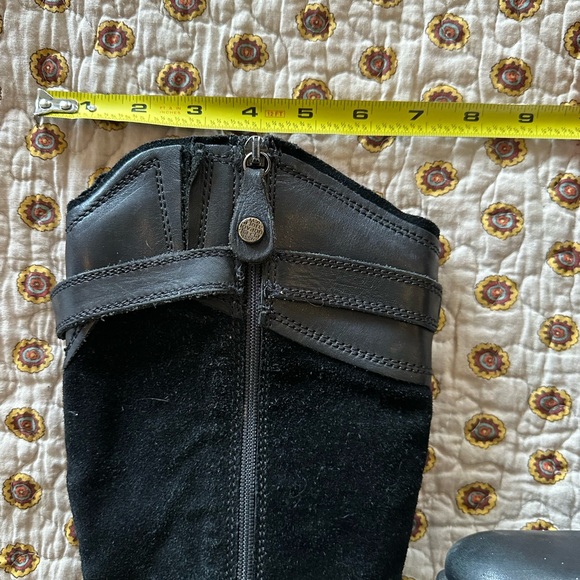 Fabianelli Black Leather & Suede Tall Boots Size 7 Handcrafted in Italy - Picture 4 of 8